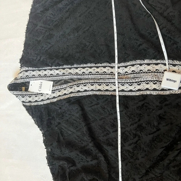 By ESQ One Size Sheer Black Kimono Coat Throw Robe Beach Bohemian - Picture 10 of 11